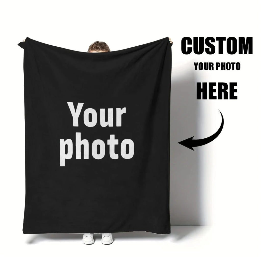 Customized Winter Personalized Thick Flannel Blanket with Warm Photo Print Soft Warm Cozy Multi-Purpose for Sofa Bed Office Nap