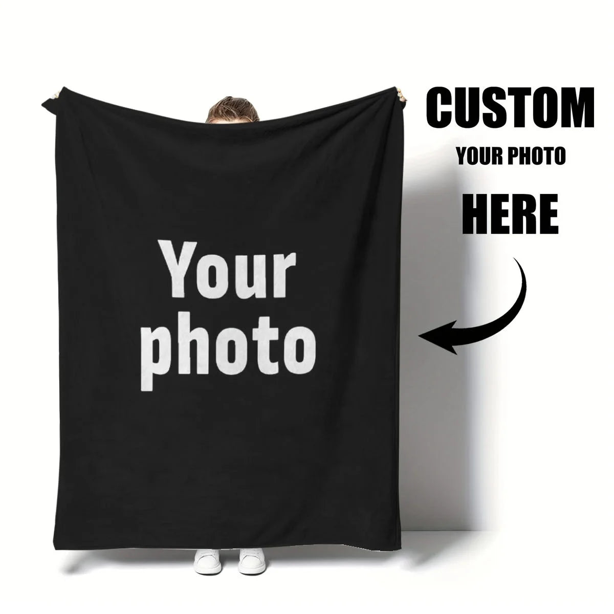 Customized Winter Personalized Thick Flannel Blanket with Warm Photo Print Soft Warm Cozy Multi-Purpose for Sofa Bed Office Nap