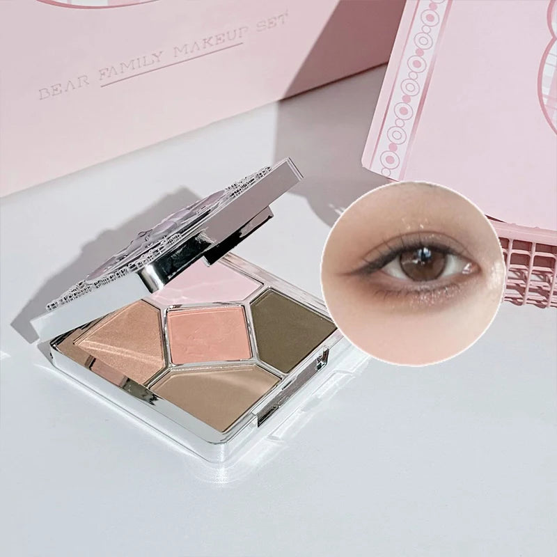 ART VALUE 7PC Makeup Sets Include 3 Colors Lip Mud,1 Pressed Powder,1 Blush,1 Eyeshadow Palette,1 Necklace Beauty Makeup Sets