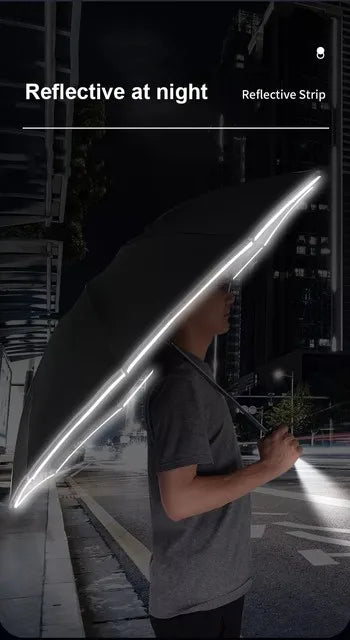 LED Umbrella Male Fully Automatic Reverse Umbrella Female Dual Purpose Folding Automatic Umbrella Large Size