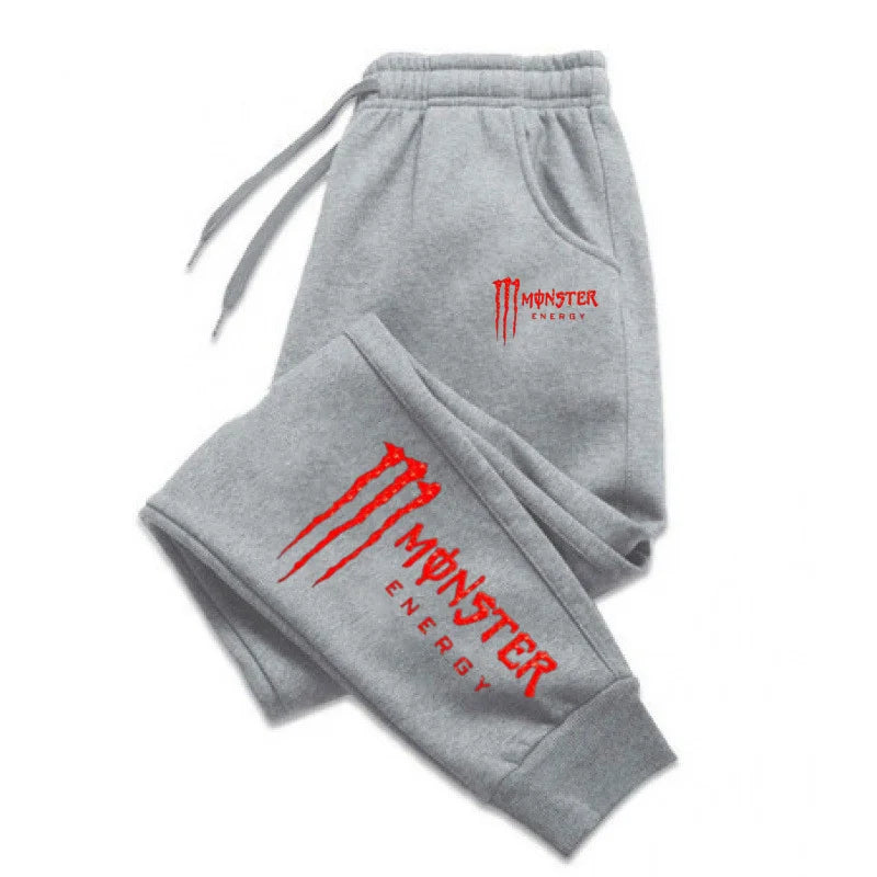 Monster Energy Letter Print Versatile Drawstring Casual Long Pants Men's Loose Straight Leg Jogger Pants