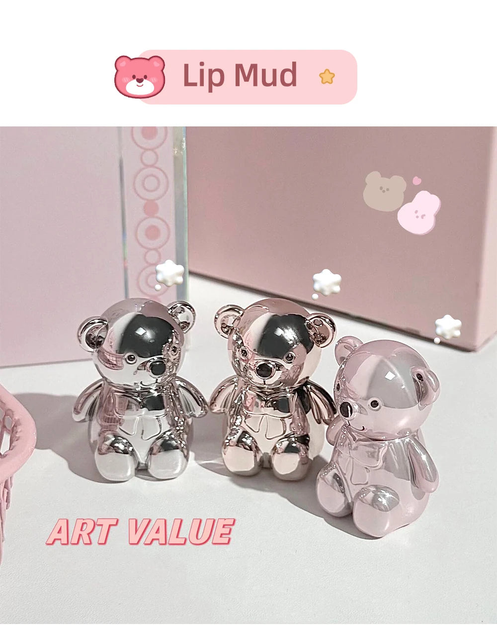 ART VALUE 7PC Makeup Sets Include 3 Colors Lip Mud,1 Pressed Powder,1 Blush,1 Eyeshadow Palette,1 Necklace Beauty Makeup Sets