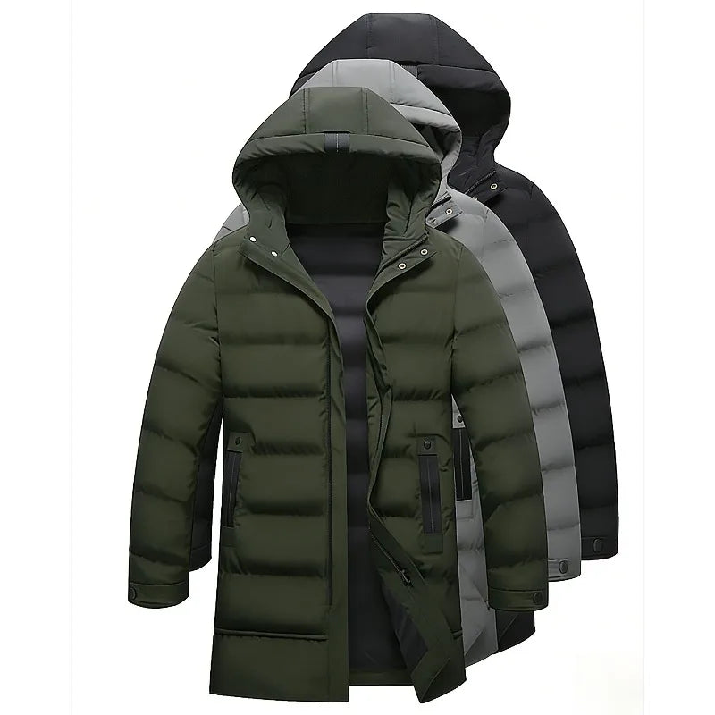 Mens Winter Coat Thickened Cotton Jacket Hooded Long Parkas Warm Windproof Outdoor Casual Jackets for Men Fashion 2025