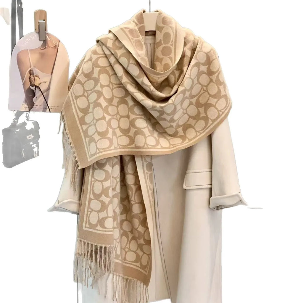Fashionable Versatile Scarf Women's Sunscreen Warmth Air Conditioned Room Cover Blanket Gift Shoulder Shawl Chic Style Polyester