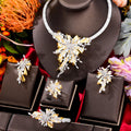GODKI Famous Brand 4PCS Bicolor Flower African Jewelry Set For Women Wedding Party Zircon Crystal Dubai Bridal Jewelry Set Gift