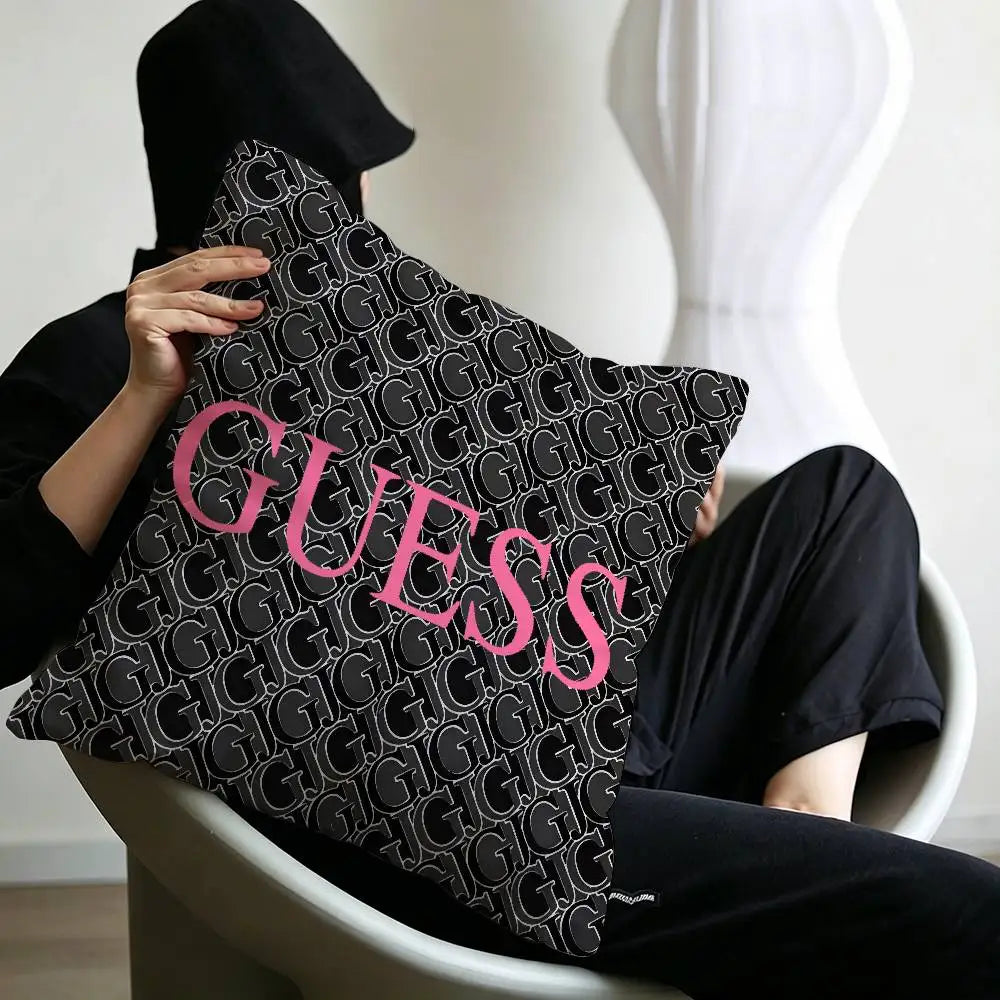 Fashion G_GuessS Logo Printed Pillow Gift Home Office Decoration Pillow Bedroom Sofa Car Cushion CoverPillow Case