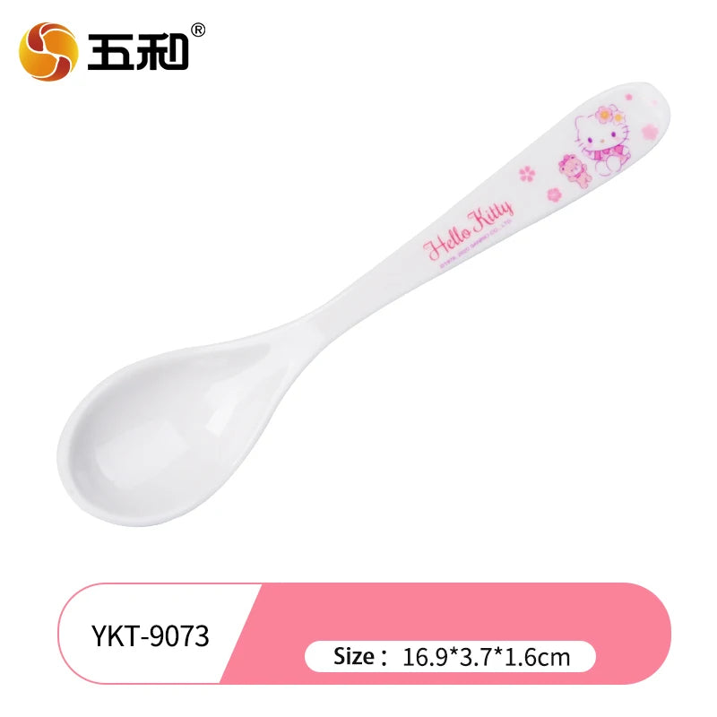For Cherry Blossom Hello Kitty Tableware Baby Complementary Food Bowls BPA-Free Dining Plates Rice Bowl Cartoon Divided Plates