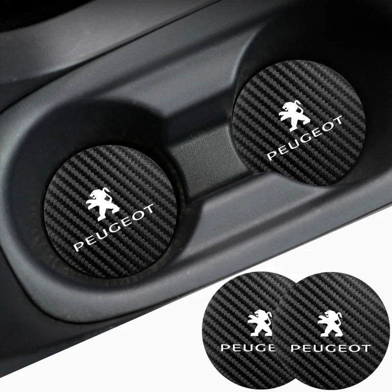 2Pcs Car coaster water anti slip pad silicone waterproof interior accessories For Peugeot 206 208 207 3008 308 2008 107 508 607