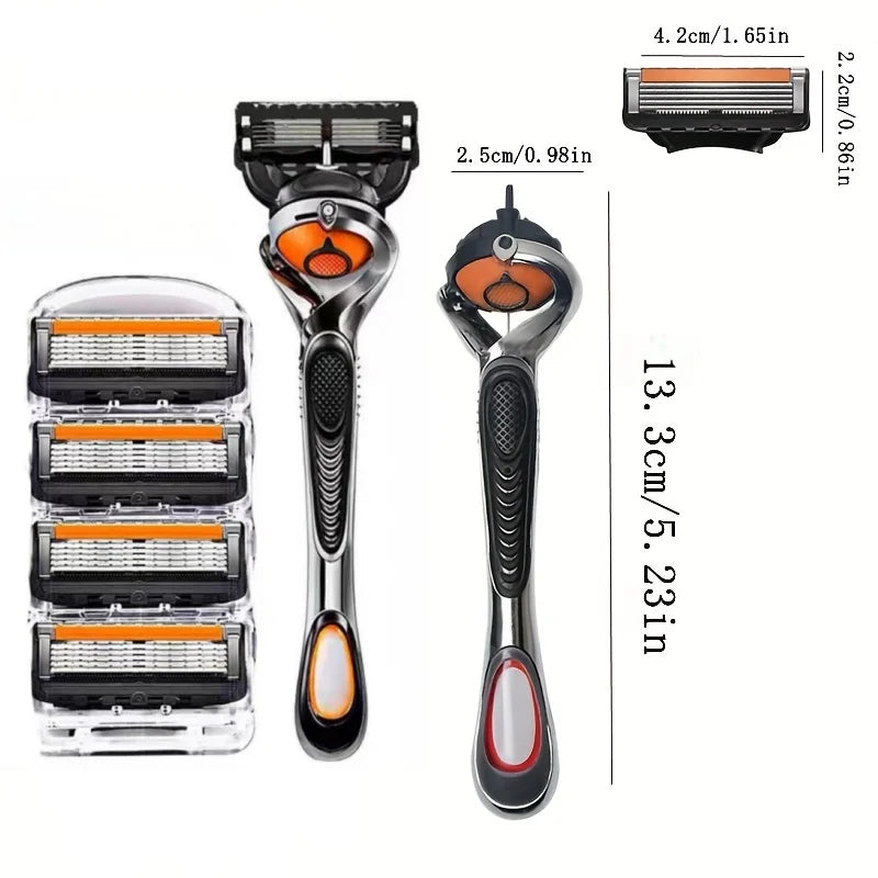 Hot Selling Manual Razor for Men Five Layer Blade Stainless Steel Blades No Skin Damage Old Style Blades Shaver Heads Razor
