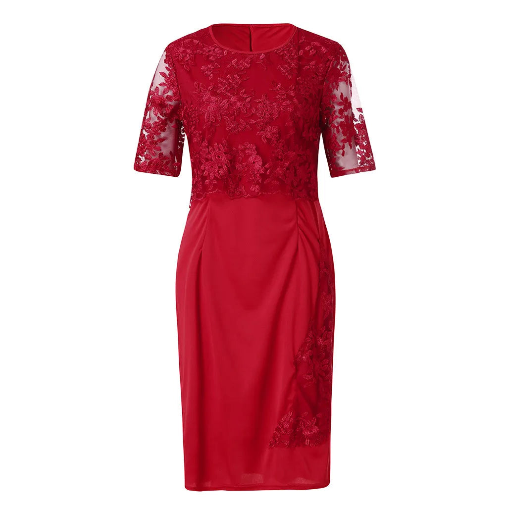 Vintage Plus Size Prom Dresses Women's Elegant Sheer Embroidery Formal Party Gowns Slim Pencil Dress Bridesmaid Evening Dress