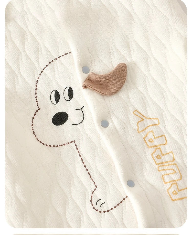 Baby Jumpsuit, Autumn Thick Cotton Jacket, Three-layer Warm Clothes for Newborns 0-18 Months Crawling Clothes for Young Children
