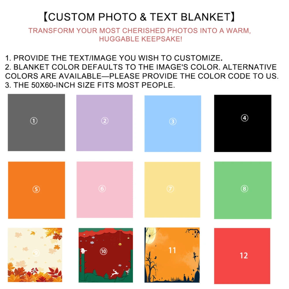 Custom Photo Blanket Personalized Christmas Gift With Your Picture Soft Fleece Throw Cozy Home Decor For Family And Friends