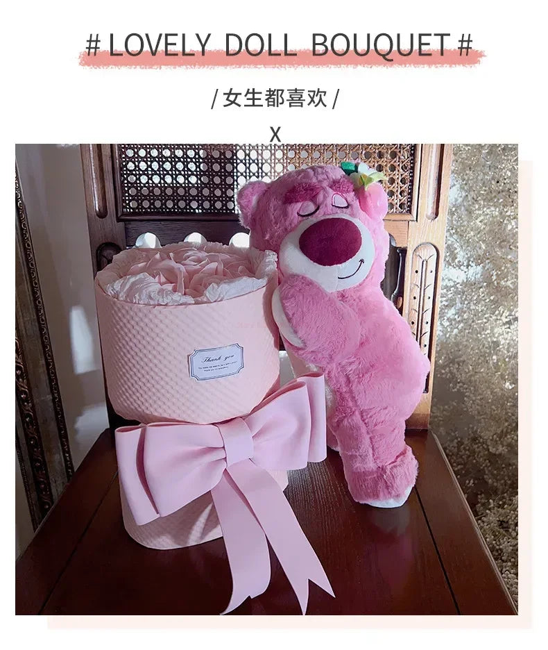 Disney Lotso Rose Romantic Creative Cute Eternal Flower Pink Bouquet Soap Flower  Birthday Gift Valentine'S Day Gift