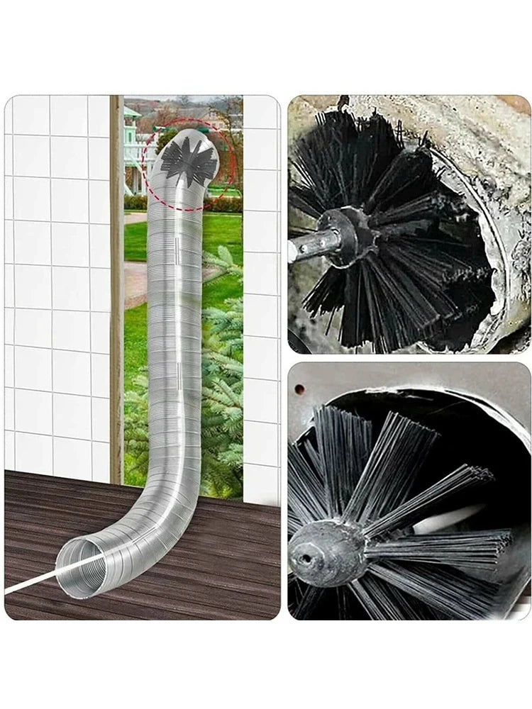 Flexible Chimney Cleaning Brush Extendable Flexible Dryer Vent Cleaner Soft Bristle Effective Air Duct Cleaning Tool