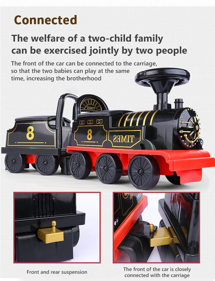 Child Electric Train Kids Riding Toy Ailway Classical  Model Can Carry Train Rail Car Children's Baby Walker Stroller Toys Gifts