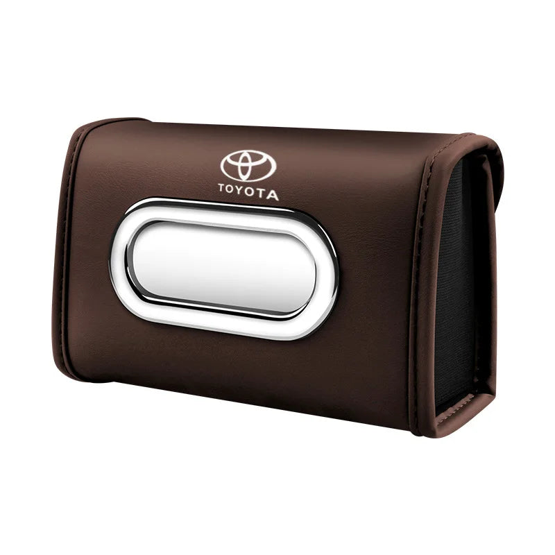 Toyota car tissue box holder flip-top design hanging car seat back tissue box PU leather high quality
