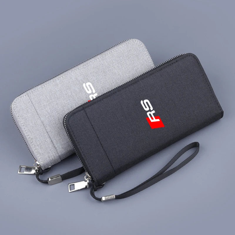 1PC Car Logo Coin Purse Wallet Credit ID Card Bag Coin Purse For Audi RS B7 B8 B9 A3 8P 8V A4 A6 C6 C5 Q2 Q3 Q5 Q7 Q8 TT RS3 RS4