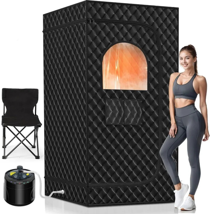 Portable Steam Sauna for Home Spa Sauna Tent Sauna Box with 1600W 4L Steamer Remote Control Height