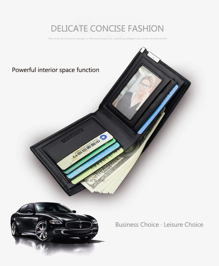 Leather Car Short Men Wallet Purse With Card Holder License Accessory For Ferrari SP1 812 F40 F12TDF SF90 458 488 599 612 FF F12