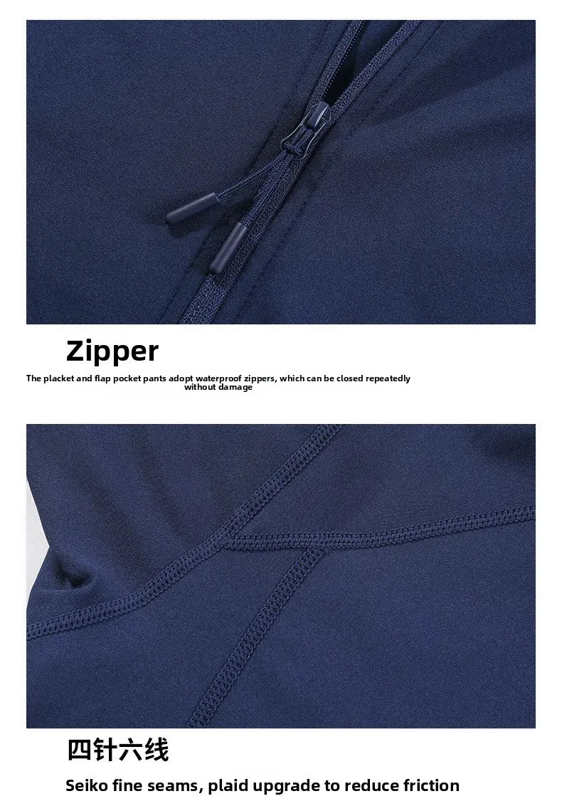 Men's Sport Jacket Quick Dry Fitness Clothes Casual Running Stand Collar Training Suit Flocking Milk Silk Running Outerwear