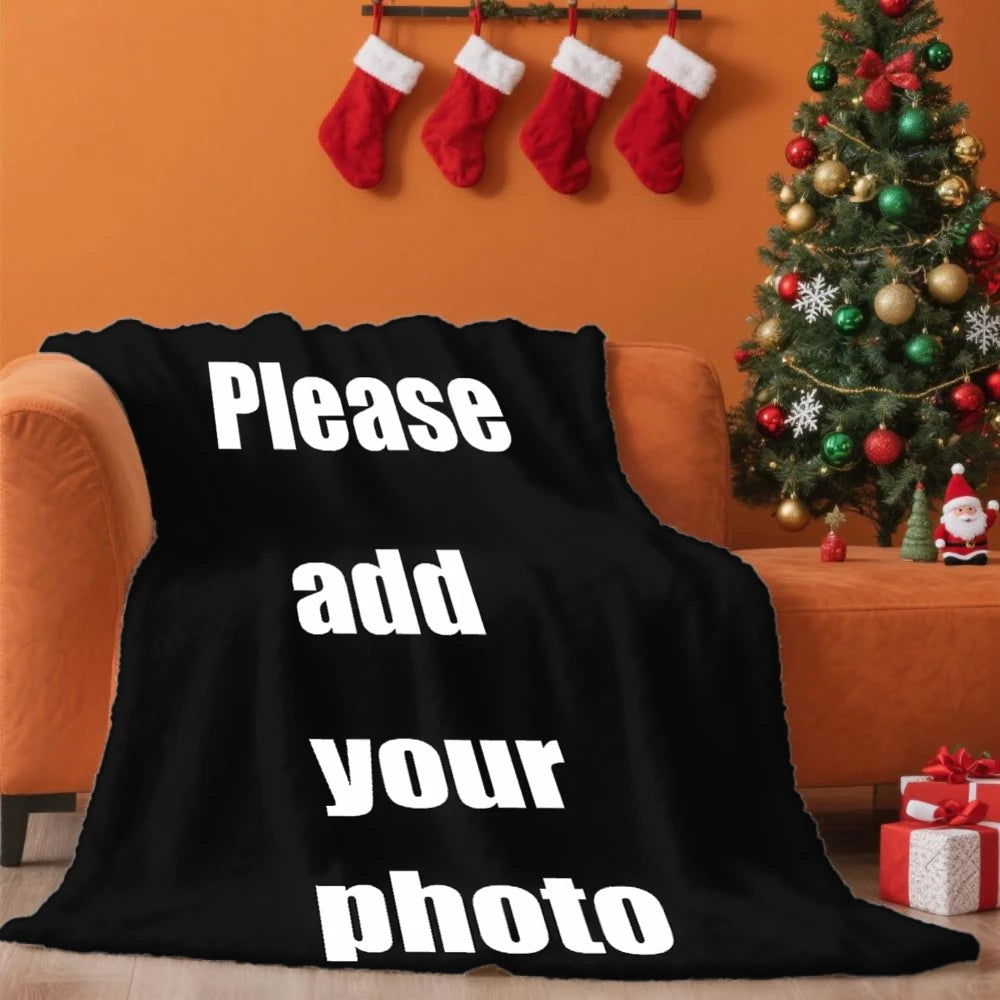 Custom Photo Blanket Personalized Christmas Gift With Your Picture Soft Fleece Throw Cozy Home Decor For Family And Friends
