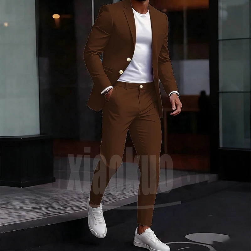 Men's Light Green Suit Set Single Breasted Casual Stylish Wear for Daily Party Fashion Solid Color Formal Male Suit 2 Piece