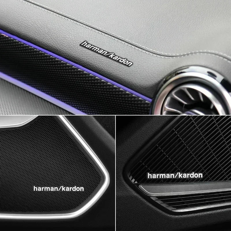 Harman Kardon Badge aluminum 3D car audio sticker For BMW M Renault Toyota Ford Skoda Opel Mitsubishi Hyundai Tesla Audi RS
