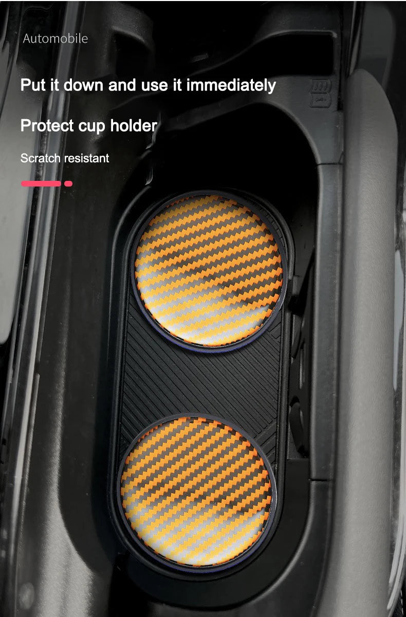 2PC Car Water Cup Pad Non Slip Coaster Drinks Mat For Abarth Punto 124 500 595 695 500X 500e Car Interior Auto Accessories