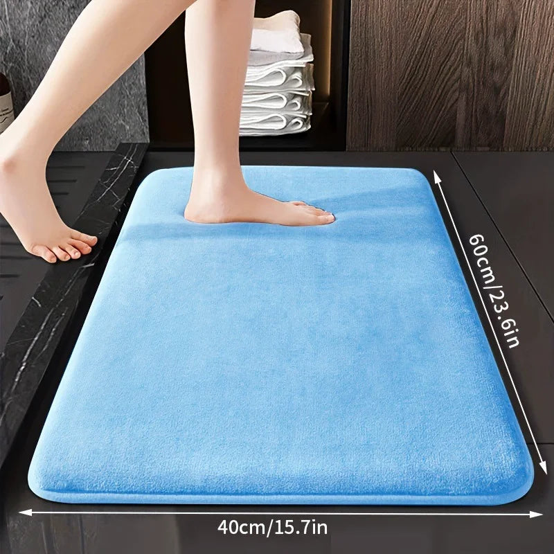 Super Absorbent Bathroom Anti Slip Mat Coral Fleece Solid Floor Mat Bathroom Absorbent Foot Mat Household Washbasin Door Mat