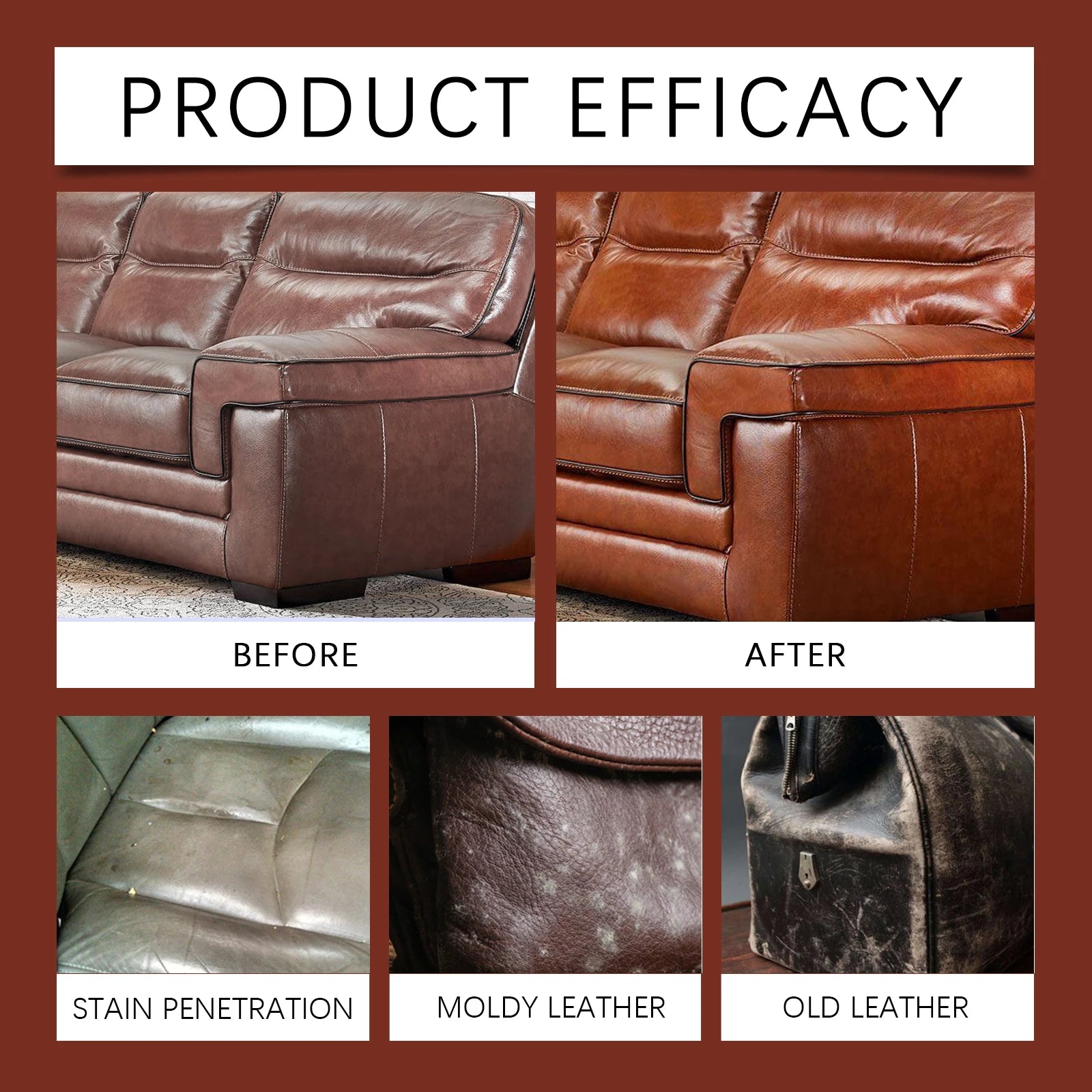 Leather Cleaner Conditioner Kit  Care Set Deep Spray Nourishing Cream Restores Softness Shine Prevents Cracking Includes Sponge