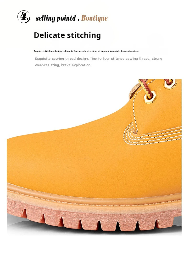 Boots Men High Top Boots Men's Leather Shoes Winter Fashion Shoes Outdoor Sneakers Lace Up Non-Slip Ankle Boots Male