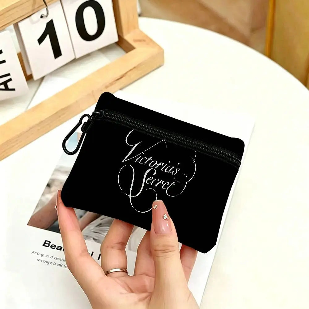 V-Victorias-Fashion-S-Secret Compact Oxford Cloth Zipper Pouch Detachable Carabiner Mini Coin & Key Wallet