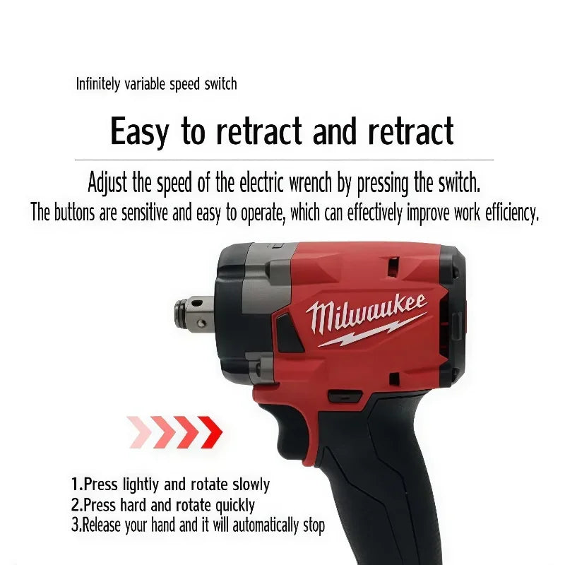 Milwaukee  Electric Cordless Wrench Brushless Screwdriver Impact Drill Power Tools Car Truck Repair For 18V Battery