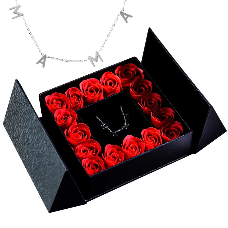 Gifts for Women Jewelry Pendant Necklace /w Soap Eternal Rose Gift Box Mother's Day Necklace Jewelry Wedding Anniversary Gifts