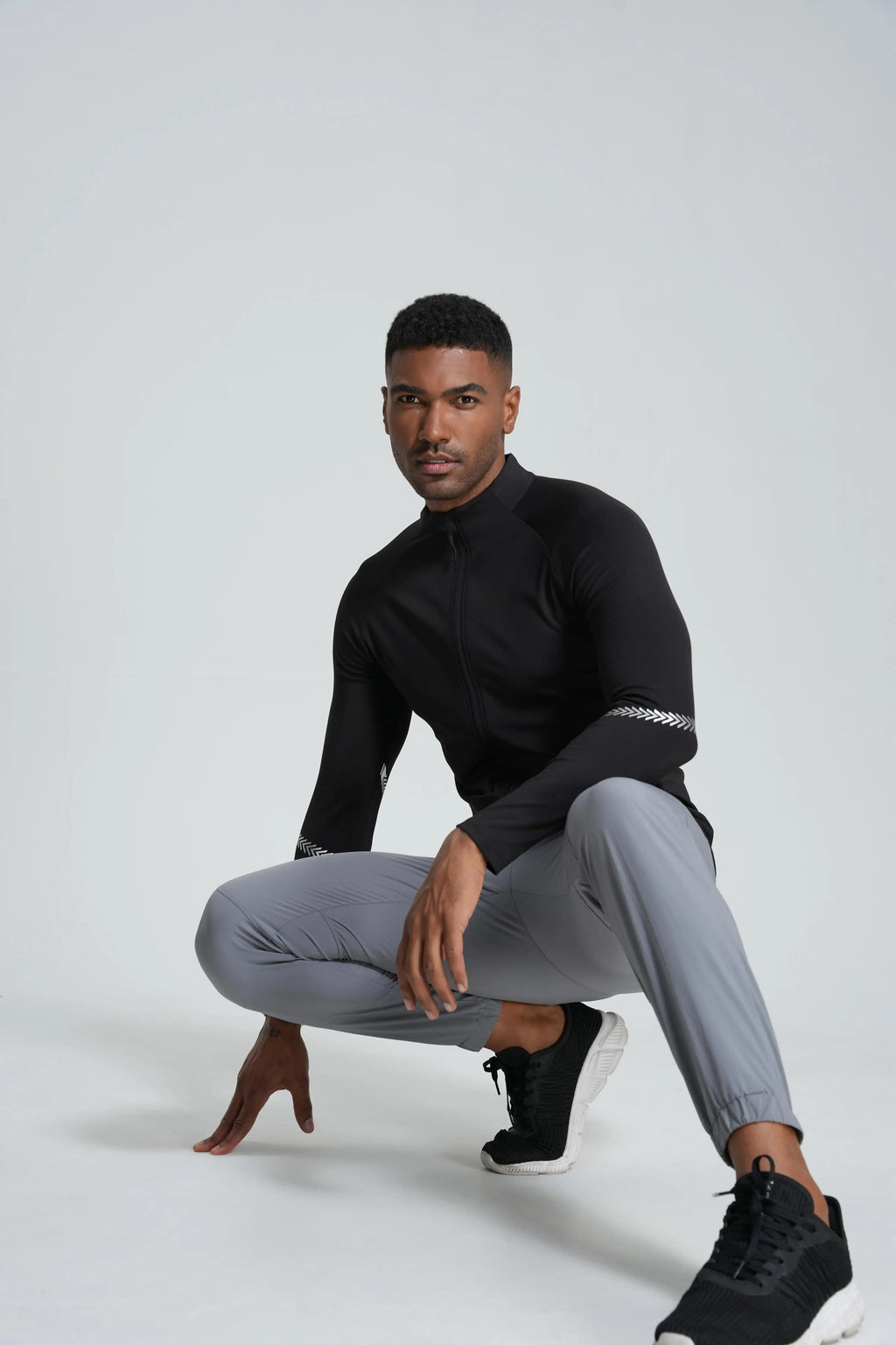 Winter Mens Running Jackets Long Sleeve Full Zipper Training Shirts Workout Sports Sweatershirt Sportswear Elastic Reflective