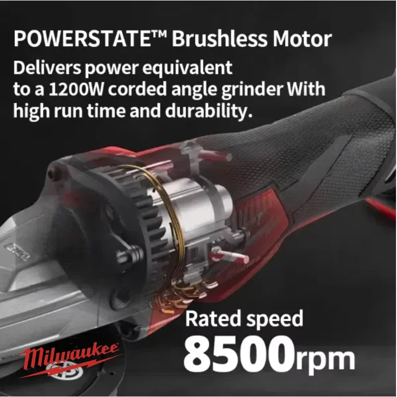 Milwaukee Angle Grinder 125MM Polishing Cutting Machine Grinder Paddle Switch No-Lock High Power Electric Cordless Power Tools