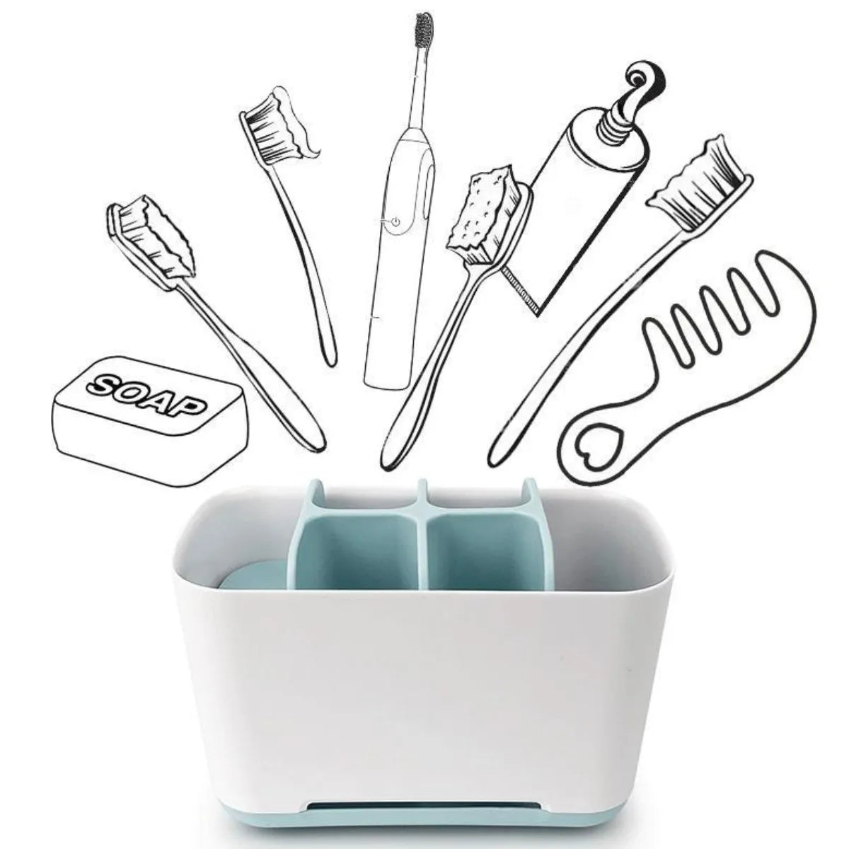 6 Girds Bathroom Organizer and Storage Desktop Holder for Toothbrush Comb Toothpaste Shower Makeup Organizer Household Items