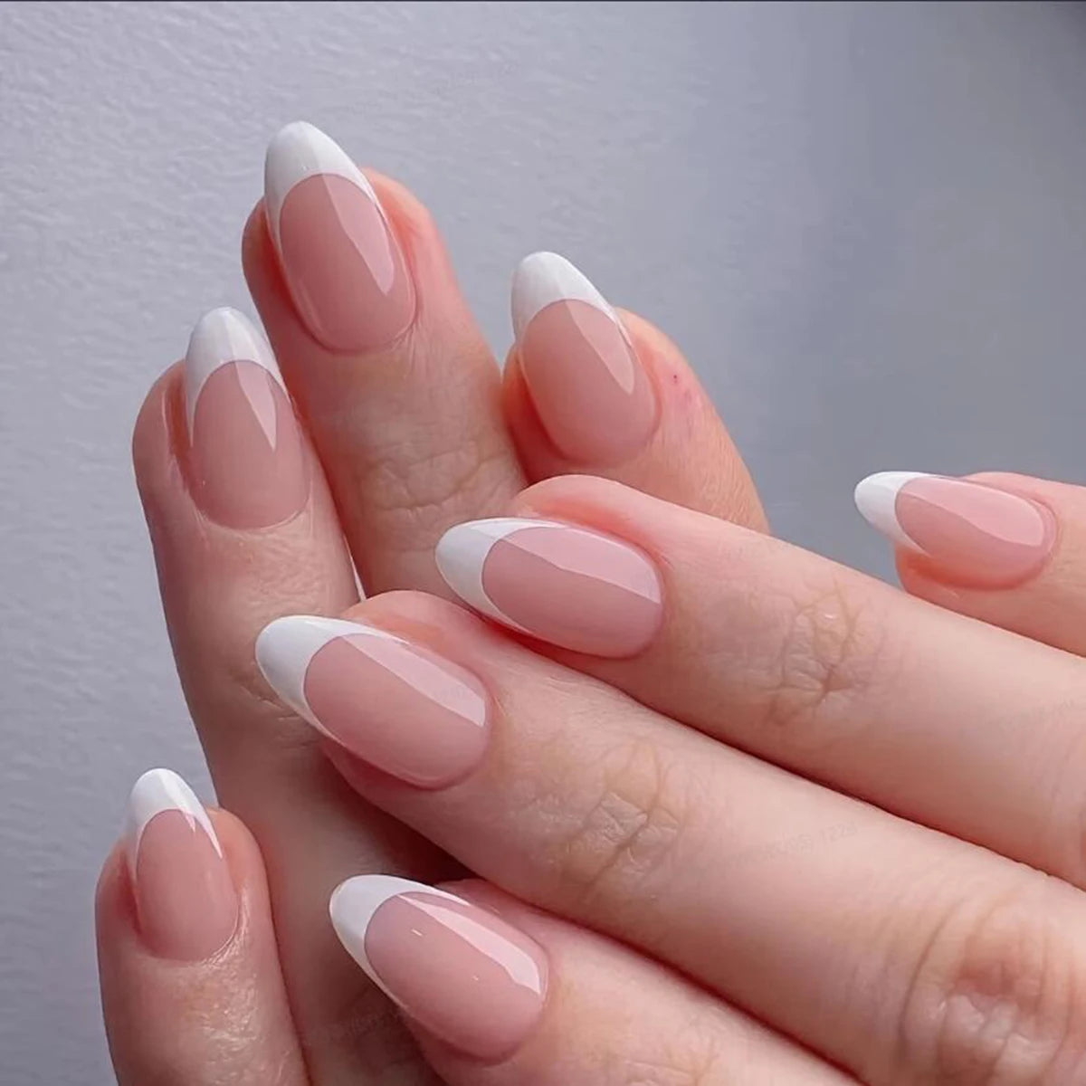 120PCS Press White French Edge Almond False Nails Reusable Acrylic False Nails Whitening Nail Art, Daily Wear Diy