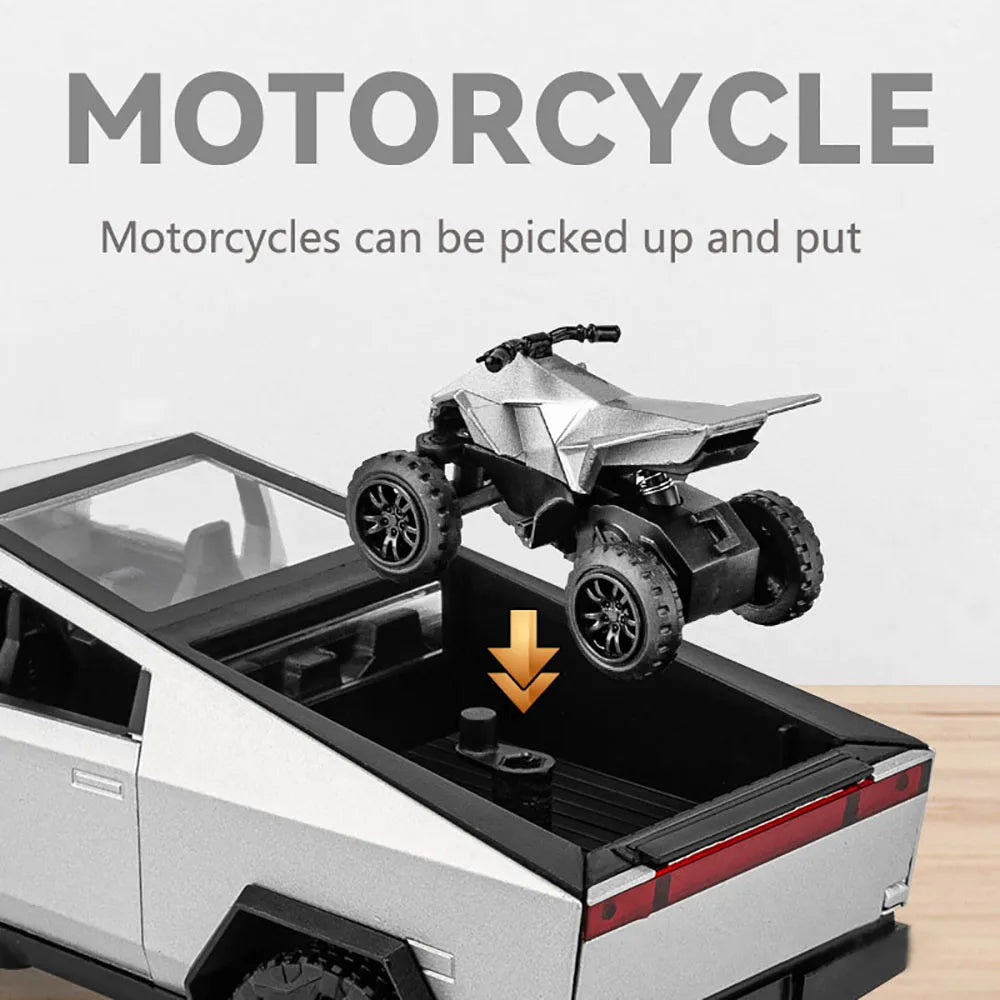 1:32 Simulated Pickup Truck And Rv Alloy Car Model Sound And Light Pull Back Toy Car Off-Road Vehicle Boys Collection Ornaments