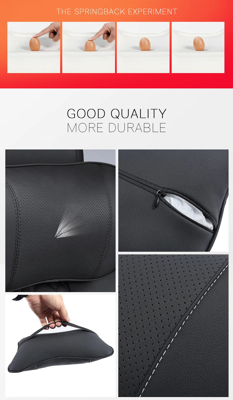 Leather Car Headrests Lumbar Pillows Auto Neck Pillows For Toyota Supra Aygo Prado RAV4 Hilux Yaris Corolla 4Runner Camry Avalon