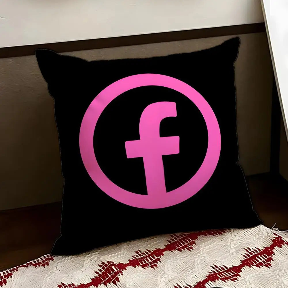 F-facebook-K Cushion Cover Reversible Soft Durable Pillow Cover Home & Car Multi-Scene Use for Daily Comfort