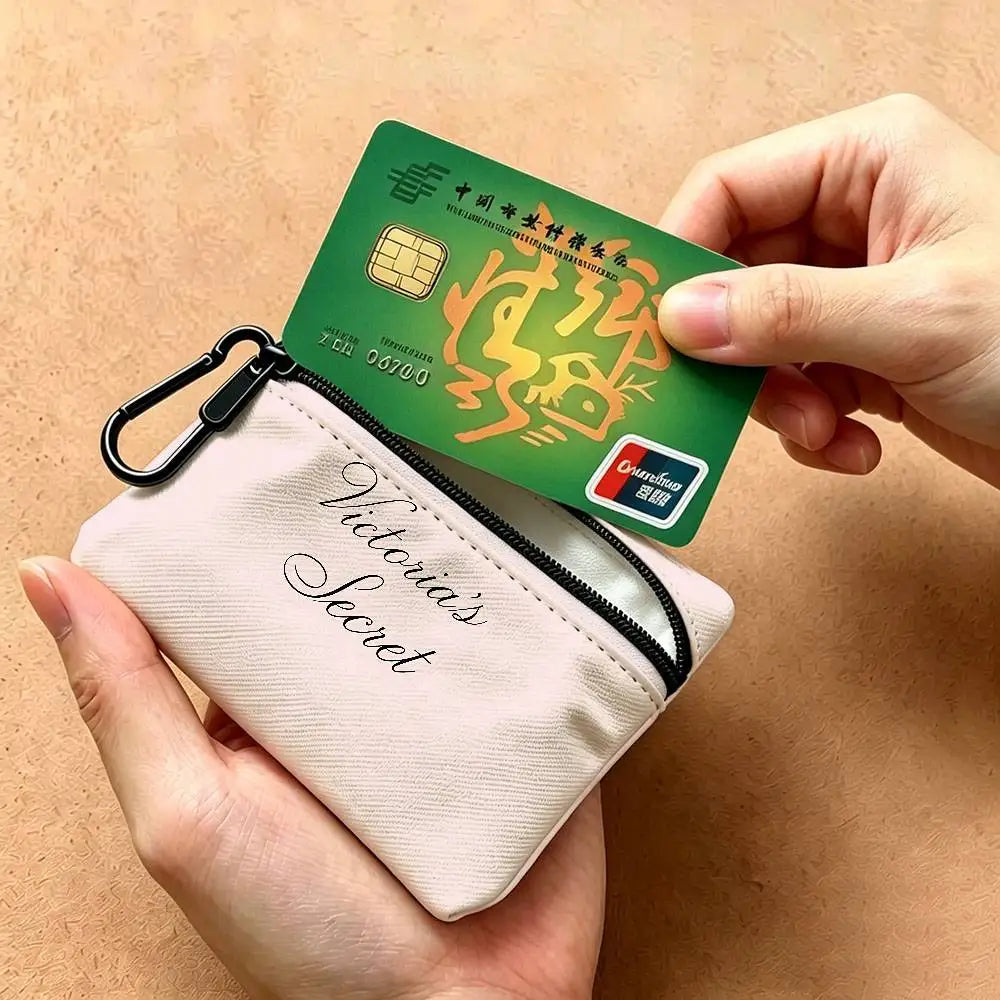 V-Victorias-Fashion-S-Secret Compact Oxford Cloth Zipper Pouch Detachable Carabiner Mini Coin & Key Wallet