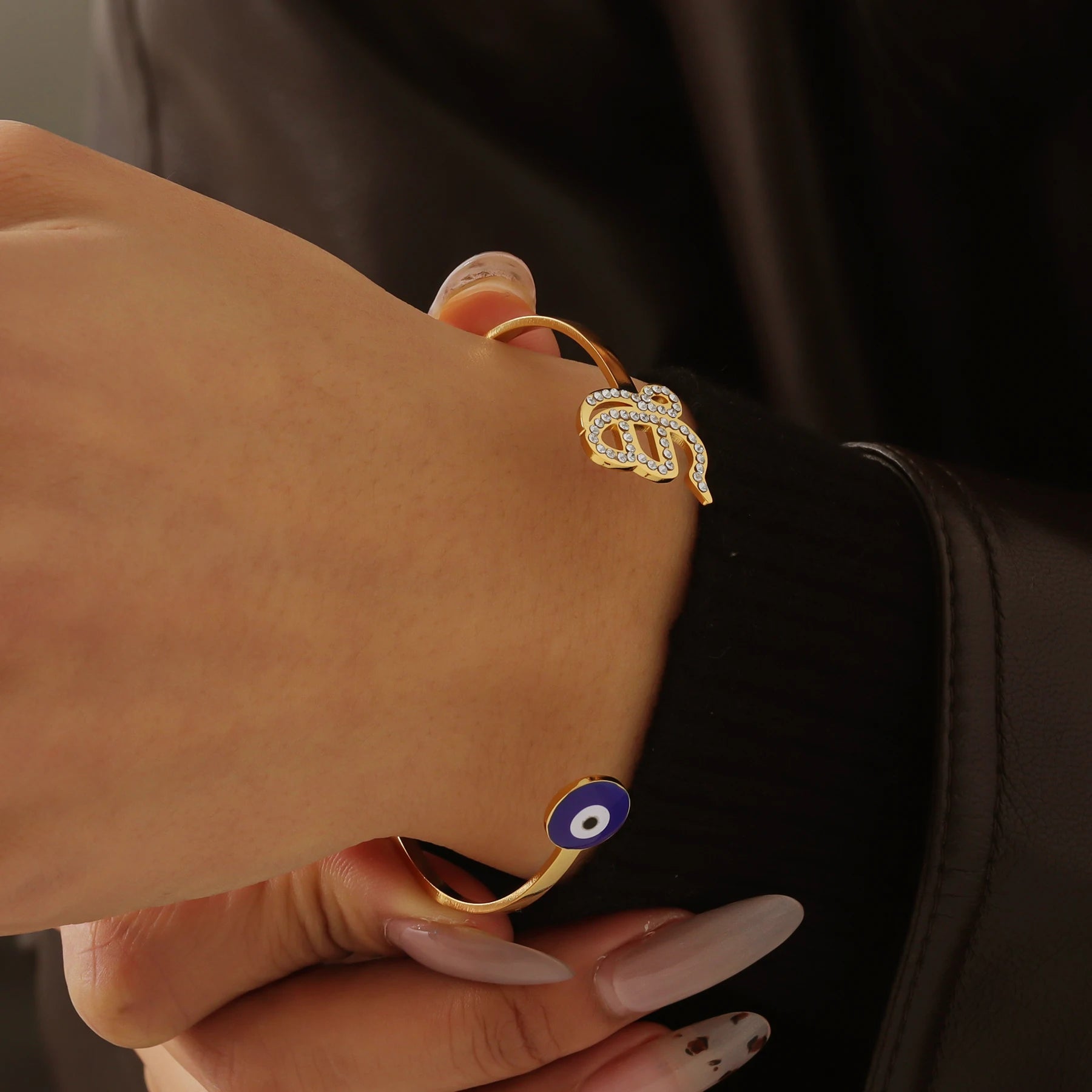 Punjabi Sikh Demon Eye Gold Bracelet Dot Diamond 18k Stainless Steel Faith Master Unique Symbol Religious Jewelry Keepsake