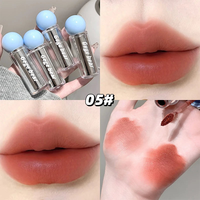 Gege bear Artistic Soft Mist Mousse Lip Glaze Velvet Matte Lipstick Holding Makeup Not Easy to Sticky Cosmetics Lipstick
