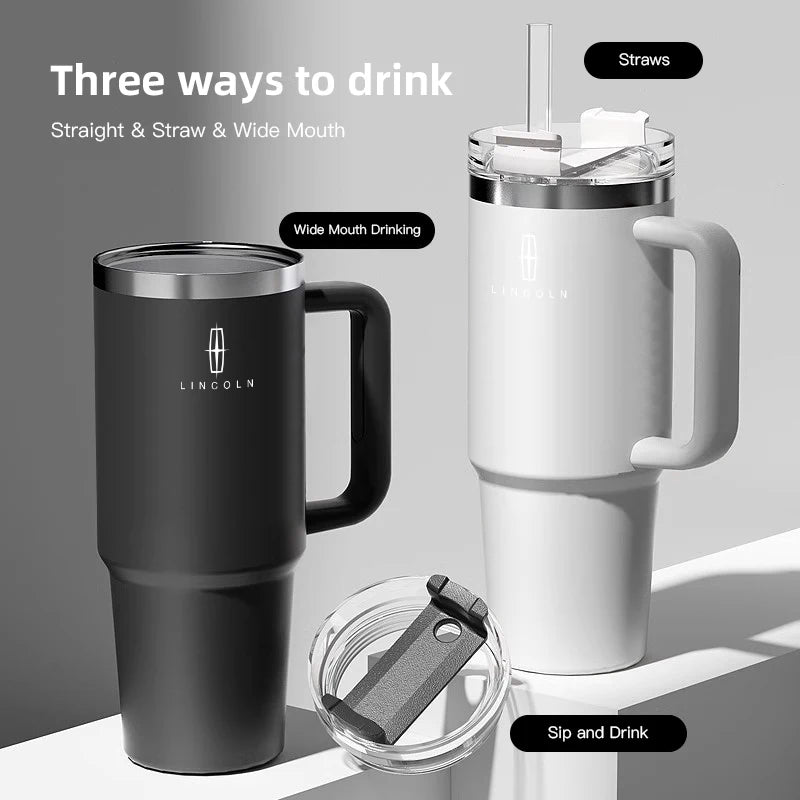 1200ML Large Capacity Stainless Steel Car Insulated Mug For Lincoln Navigator Continental Nautilus Aviator MKZ MKX MKC MKT MKS