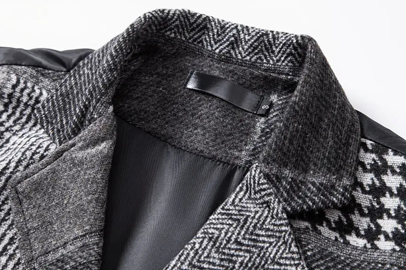 Men's Fashionable Retro Patchwork Collarless Plaid Vest Autumn Winter European Size Slim Fit Single Button Casual Youth Trend