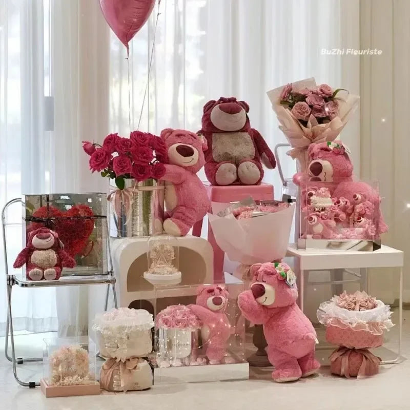 Disney Lotso Rose Romantic Creative Cute Eternal Flower Pink Bouquet Soap Flower  Birthday Gift Valentine'S Day Gift