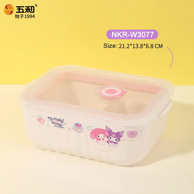 For Sanrio Kuromi Children Tableware Food Grade Dining Plates BPA-Free Salad Fruit Bowl Cartoon Baby Complementary Food Bowls