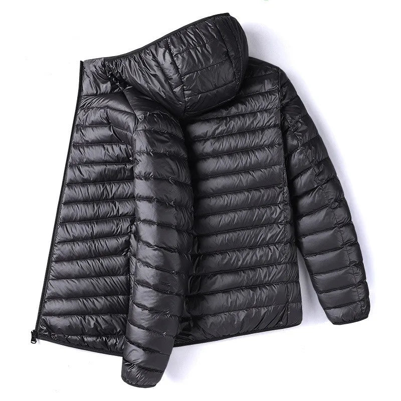 2026 Winter New Men's Casual Warm Hooded Cotton Warm Jacket Outdoor Sports Fashion Leisure Solid Color Hooded Warm Cotton Jacket