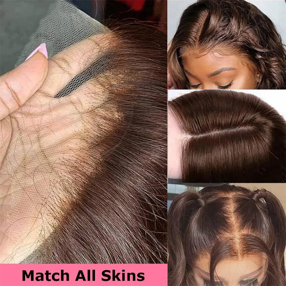 13x4 Chocolate Brown Straight Lace Front Human Hair Wigs 360 Lace Wig 100% Human Hair Pre Plucked Lace Frontal Wig For Women